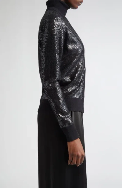 Michael Kors Collection Sequin Embellished Cashmere Cardigan In Black