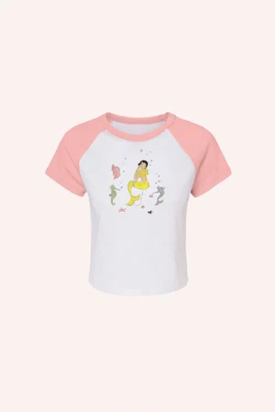 Anna Sui Mermaid Raglan Baby Tee In White