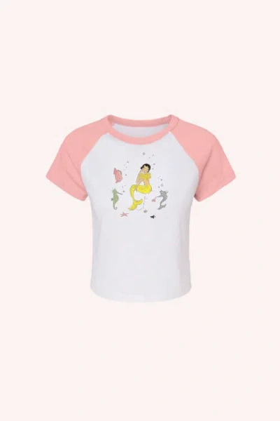 Anna Sui Mermaid Raglan Baby Tee In White