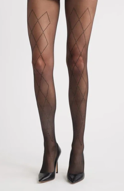 High Heel Jungle Richie Diamond Crystal Tights In Black