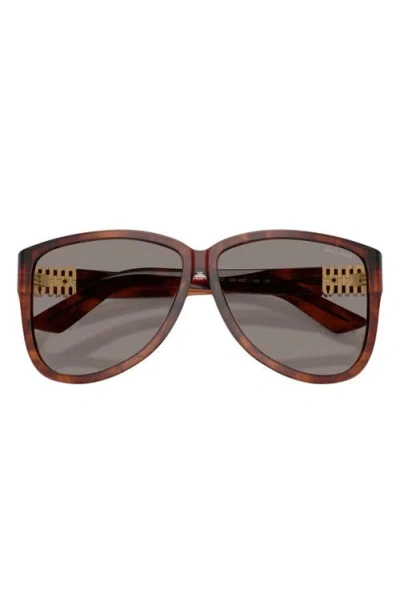 Miu Miu 61mm Pilot Sunglasses In Brown