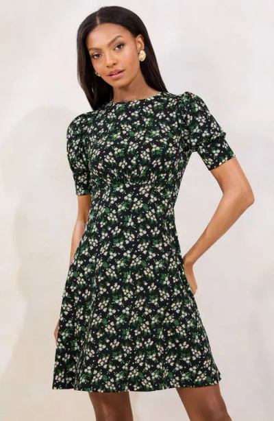 Lipsy Floral Print Minidress In Green
