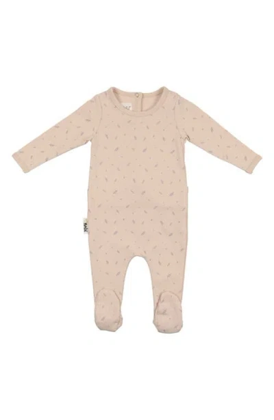Maniere Manière Elegant Leaves Footie In Pink