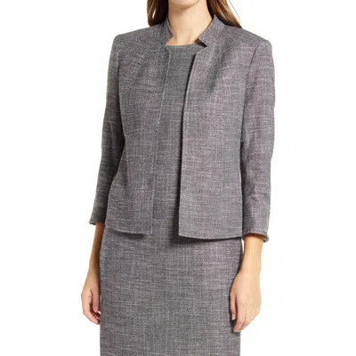 Anne Klein Stand Collar Tweed Blazer In Gray