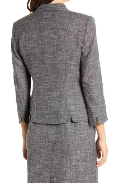 Anne Klein Stand Collar Tweed Blazer In Gray