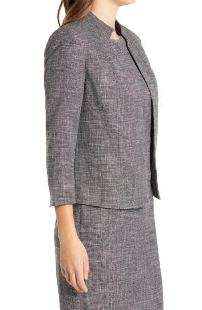 Anne Klein Stand Collar Tweed Blazer In Gray