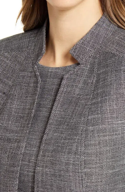 Anne Klein Stand Collar Tweed Blazer In Gray