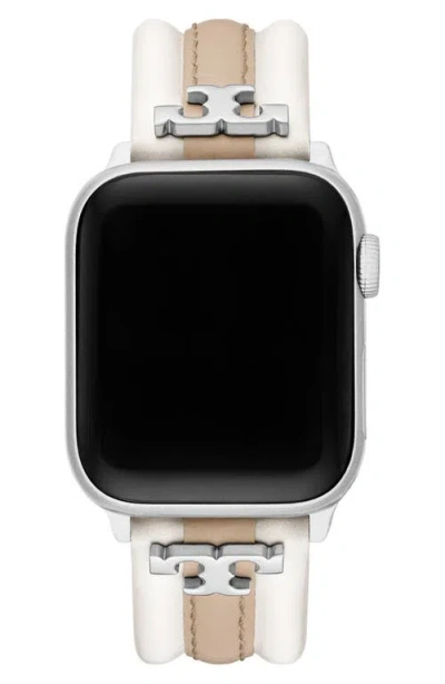 Tory Burch Kira Leather Apple Watch® Strap, 20mm In Brown