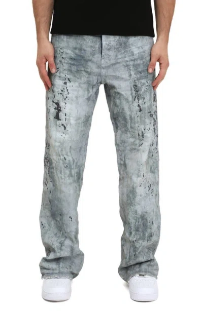 Purple Brand Worn Embroidered Camo Baggy Fit Jeans In Light Indigo In Gray