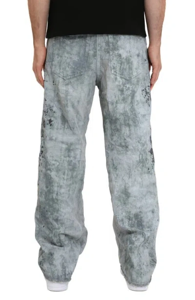 Purple Brand Worn Embroidered Camo Baggy Fit Jeans In Light Indigo In Gray