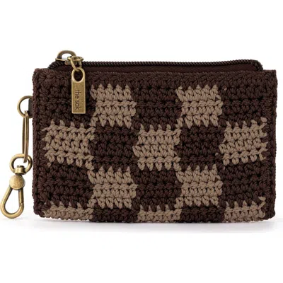 The Sak Encino Crochet Card Wallet In Brown