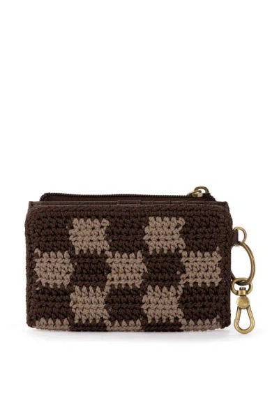 The Sak Encino Crochet Card Wallet In Brown