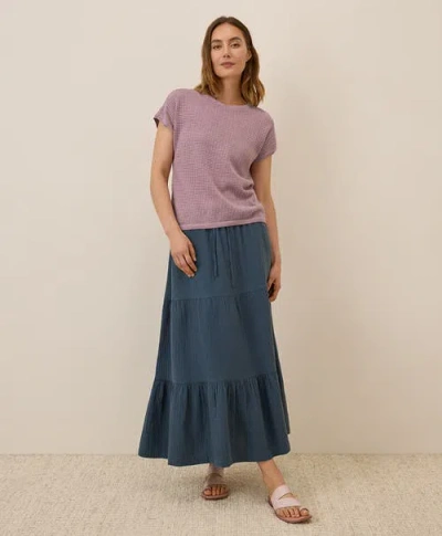 Pact Beachside Linen Short Sleeve Top Made With Organic Cotton In Purple