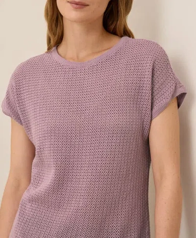 Pact Beachside Linen Short Sleeve Top Made With Organic Cotton In Purple
