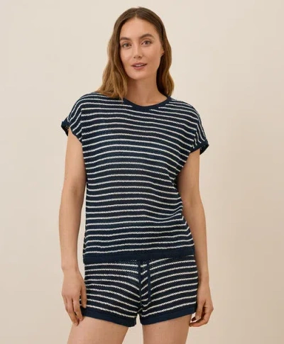 Pact Beachside Linen Short Sleeve Top Made With Organic Cotton In Blue