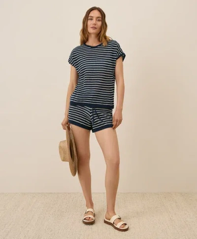 Pact Beachside Linen Short Sleeve Top Made With Organic Cotton In Blue