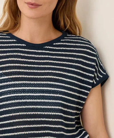 Pact Beachside Linen Short Sleeve Top Made With Organic Cotton In Blue