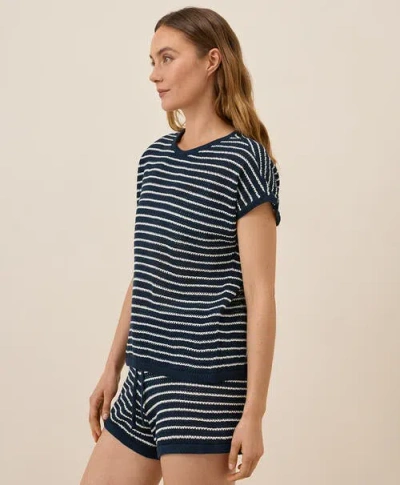 Pact Beachside Linen Short Sleeve Top Made With Organic Cotton In Blue