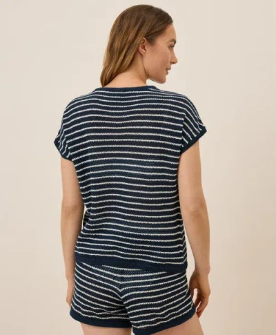 Pact Beachside Linen Short Sleeve Top Made With Organic Cotton In Blue
