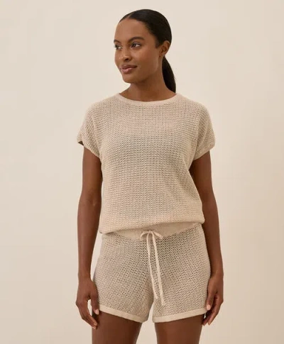 Pact Beachside Linen Short Sleeve Top Made With Organic Cotton In Neutral