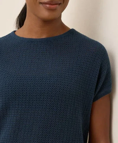 Pact Beachside Linen Short Sleeve Top Made With Organic Cotton In Blue