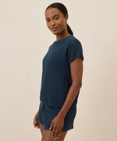 Pact Beachside Linen Short Sleeve Top Made With Organic Cotton In Blue
