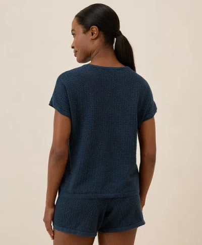 Pact Beachside Linen Short Sleeve Top Made With Organic Cotton In Blue