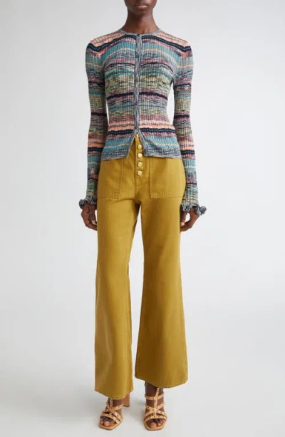 Ulla Johnson The Lou Button Fly Flare Jeans In Brown