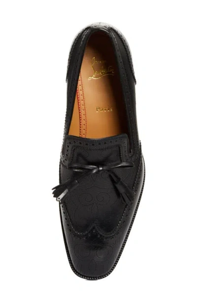 Christian Louboutin Grave Perforated Wingtip Venetian Loafer In Black