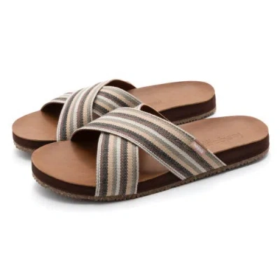 Feelgoodz Womens Zensole Cascades Faux Leather Double Strap Slide Sandals