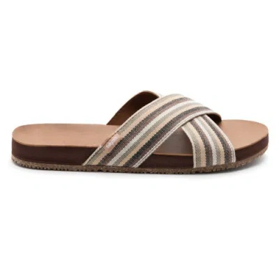 Feelgoodz Womens Zensole Cascades Faux Leather Double Strap Slide Sandals