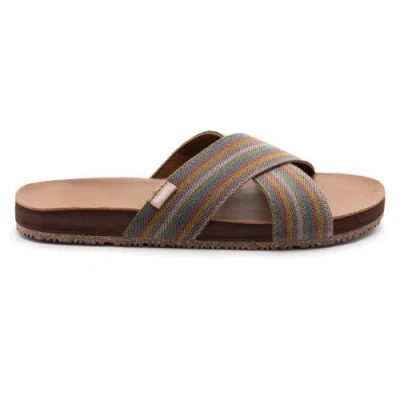 Feelgoodz Womens Zensole Cascades Faux Leather Double Strap Slide Sandals