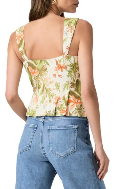 Paige Womens Oyster White Multi Coralee Floral Silk-and-linen Top In Green