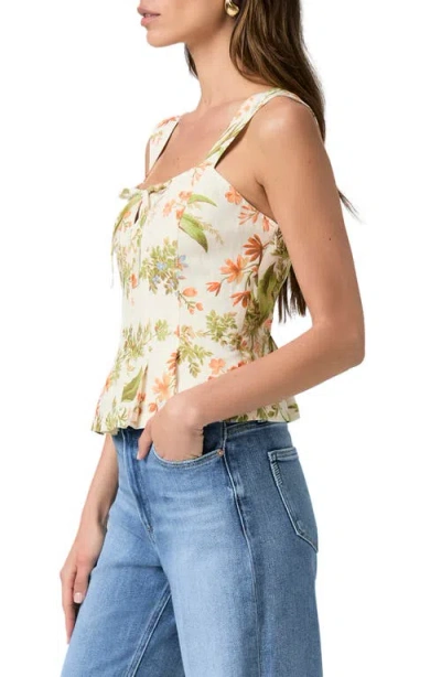 Paige Womens Oyster White Multi Coralee Floral Silk-and-linen Top In Green