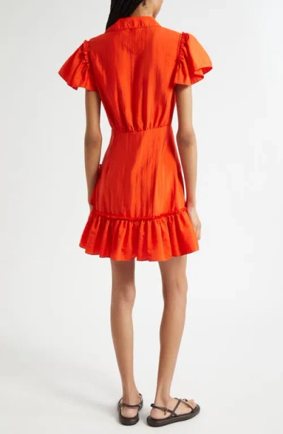 Cinq À Sept Lila Asymmetric Ruffle Taffeta Minidress In Orange