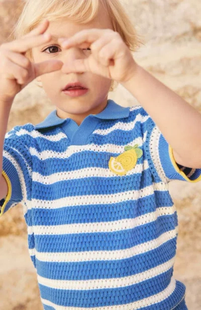 Next Kids' Stripe Open Stitch Cotton Polo Sweater In Blue