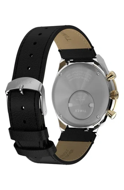 Timex Men's Analog Black Leather Strap Watch, 40mm In Black