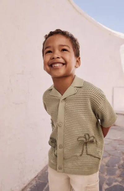 Next Kids' Palm Tree Embroidered Open Stitch Cotton Polo Sweater In Green