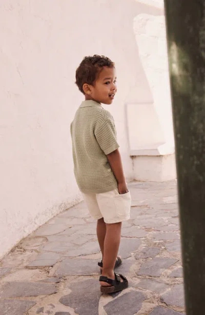 Next Kids' Palm Tree Embroidered Open Stitch Cotton Polo Sweater In Green