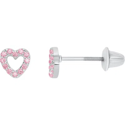 Mignonette Sterling Silver & Cubic Zirconia Heart Stud Earrings