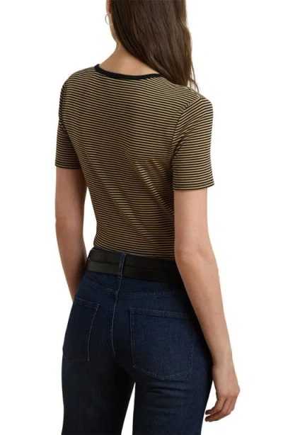 Ralph Lauren Lauren  Stripe Cotton Ringer T-shirt In Green