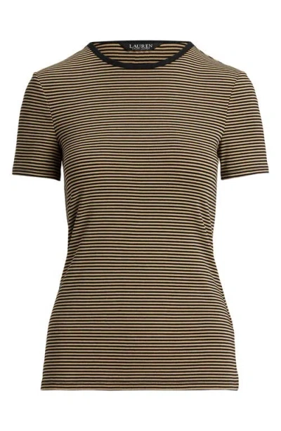 Ralph Lauren Lauren  Stripe Cotton Ringer T-shirt In Green