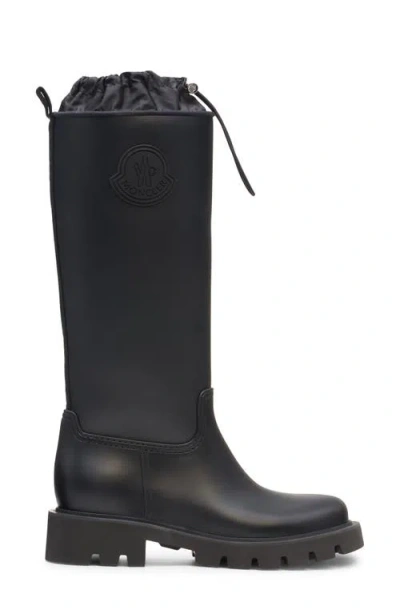 Moncler Rubber Kickstream Boots With Drawstring In Black