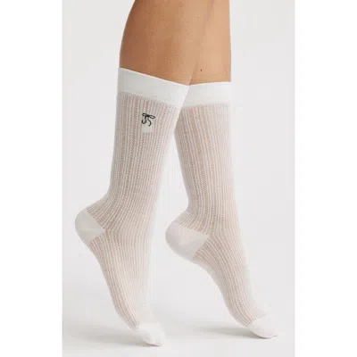 High Heel Jungle Kate Pointelle Bow Crew Socks In White