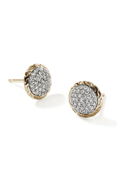 John Hardy 14k Yellow Gold Jh Essentials Diamond Pave Stud Earrings