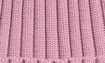 Moncler Logo Patch Rib Wool Beanie In Purple
