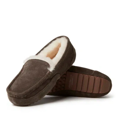 Dearfoams Fireside Melbourne Genuine Shearling Moccasin Slipper In Brown