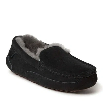 Dearfoams Fireside Melbourne Genuine Shearling Moccasin Slipper In Black