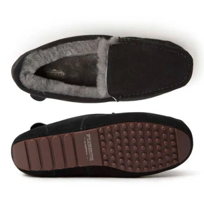 Dearfoams Fireside Melbourne Genuine Shearling Moccasin Slipper In Black