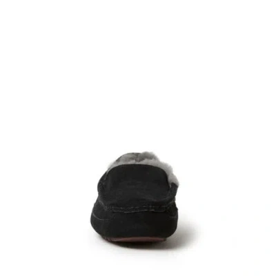 Dearfoams Fireside Melbourne Genuine Shearling Moccasin Slipper In Black